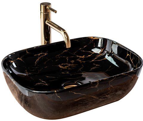 Раковина REA BELINDA BLACK MARBLE SHINY 25.5х37 / чорна (REA-U8907)