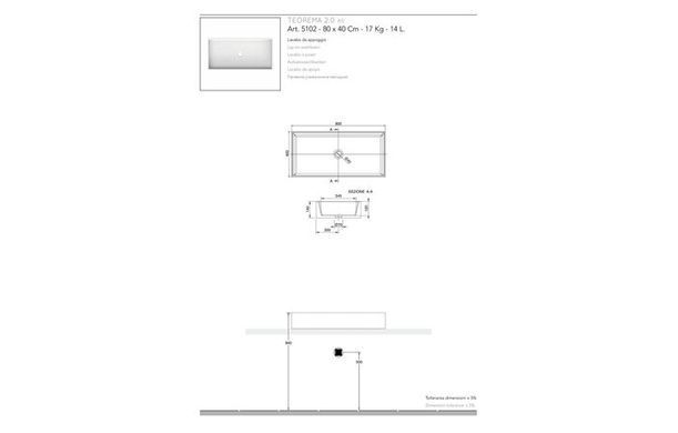 Раковина SCARABEO TEOREMA 2.0 40х80 R (5102)