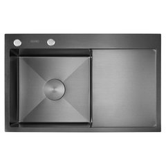 Мийка кухонна з нержавіючої сталі DUSEL DS50963-2RNB 630*500*230 Right (Nano Black) (Dusel-595)