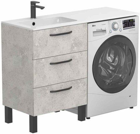 Тумба напольная MIRAGGIO TESSA / камень серый + раковина DELLA 1200 L (8815276)