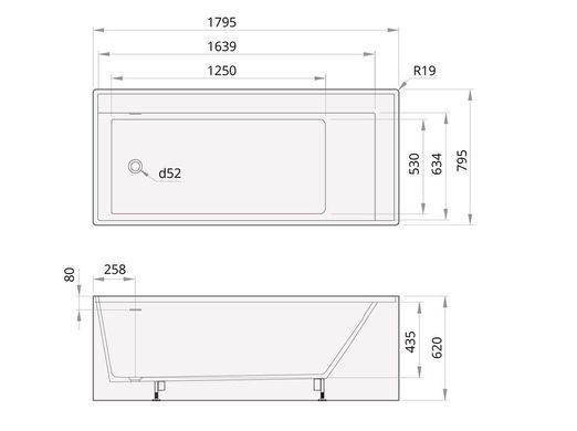 Ванна зі штучного каменю PAA INFINITY MATTE WHITE 179.5х79.5 (VAINFSIEB_00)
