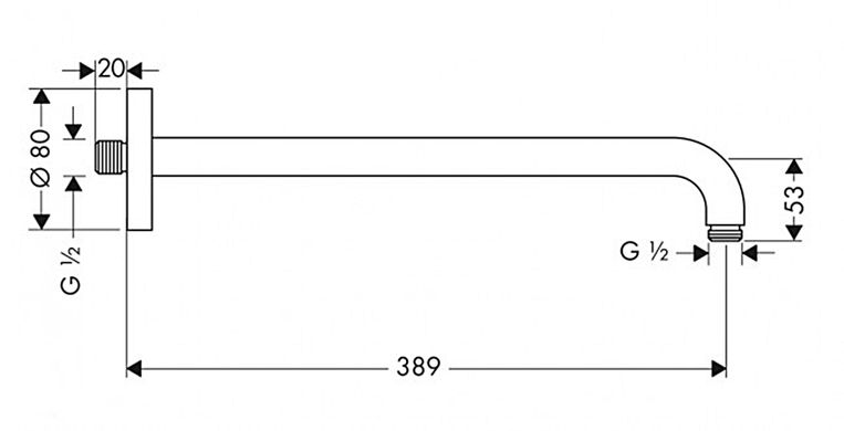 Hansgrohe Кронштейн для верхнего душа 389 мм (27413000)