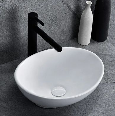 Раковина REA SOFIA 27х34 / белая + смеситель LUNGO / черный + донный клапан CLIK-CLAK (REA-U0623+REA-B4103+REA-A5216/A5218)