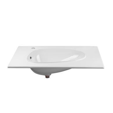 Раковина QTAP VIRGO 50х80 / донный клапан / отверстие под смеситель справа (QT1811FL8128BLW)