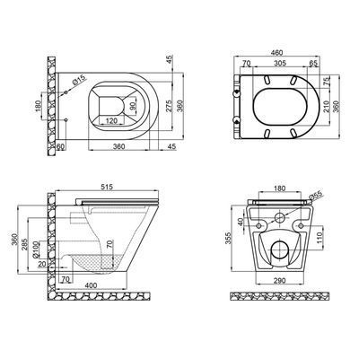 Подвесной унитаз QTAP SCORPIO / сидение SOFT CLOSE (QT1433053ERW)