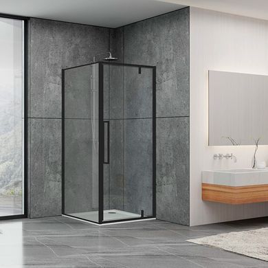 Душевая кабина DUSEL DL198B+DL196B 900X900X1900 / BLACK MATT (DUSEL-139), Прозоре скло