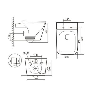 Подвесной унитаз QTAP TERN ULTRA QUIET WHITE + сиденье SOFT CLOSE (QT17332303AW)