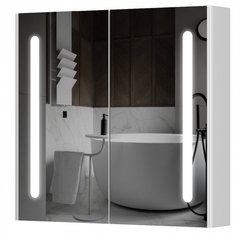 Зеркальный шкаф Aquarius Silver с LED подсветкой 80 (Белый) (70930218)
