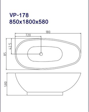 Ванна акрилова окрема VERONIS 180х86 ( VP-178)