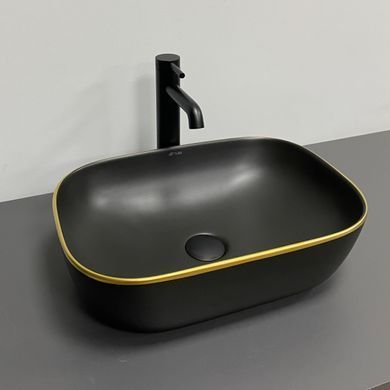 Раковина VBI RAVENNA 33х46 BLACK MATT GOLD EDGE (VBI-011228)
