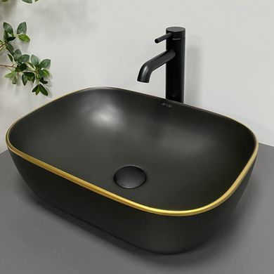 Раковина VBI RAVENNA 33х46 BLACK MATT GOLD EDGE (VBI-011228)