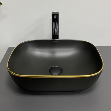Раковина VBI RAVENNA 33х46 BLACK MATT GOLD EDGE (VBI-011228)