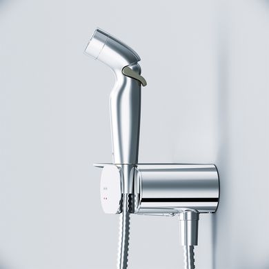 Змішувач для ванни та душу AM.PM LIKE / хром / монтується у стіну з гігієнічним душем та поличкою (F0202600)