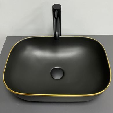 Раковина VBI RAVENNA 33х46 BLACK MATT GOLD EDGE (VBI-011228)
