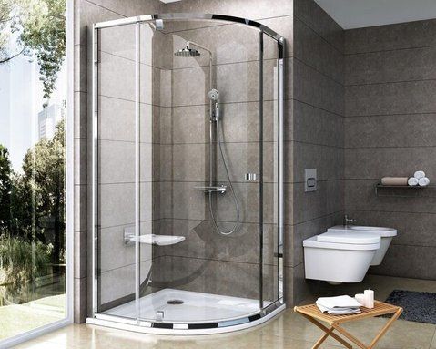Душевая кабина RAVAK PIVOT PSKK3-100 полукруглая, 1000X1000 мм H1900, профиль полированный алюминий, стекло TRANSPARENT 376AAC00Z1