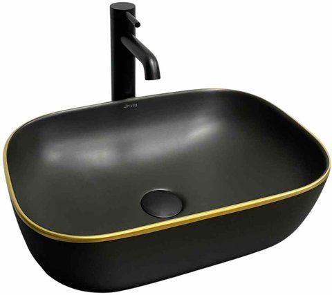 Раковина VBI RAVENNA 33х46 BLACK MATT GOLD EDGE (VBI-011228)