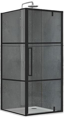Душова кабіна DUSEL DL198BP + DL196BP 900X900X1900 / BLACK MATT PAINT (DUSEL-142), Прозоре скло