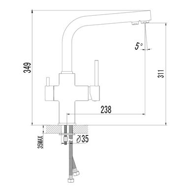 IMPRESE DAICY смеситель для кухни однорычажный с подключением питьевой воды, сатин (55009S-F)
