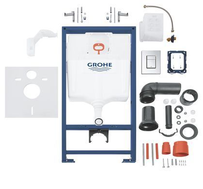Комплект 5в1: Инсталляция для унитаза GROHE RAPID SL + GROHE FRESH + клавиша смыва GROHE SKATE COSMOPOLITAN (38827000)