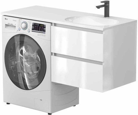 Тумба подвесная MIRAGGIO LUMO + раковина NEW YORK 1200 R / белая (8815228)