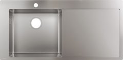 Hansgrohe Кухонная мойка S716-F450 на столешницу 1x35Ø 1045х510, полка справа Stainless Steel (43331800)