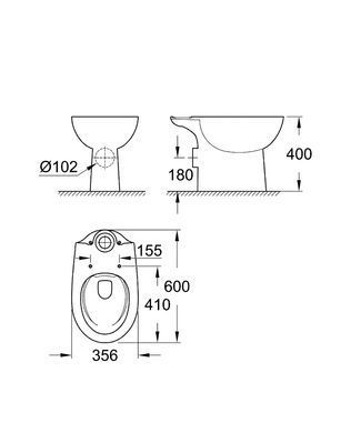 Напольный унитаз GROHE BAU CERAMIC (39349000)