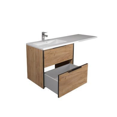 Тумба подвесная MOIDODIR LINE CRAFT 60-A / дуб крафт + раковина ADAM 120 L / белая (00-0009397)