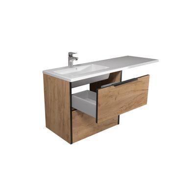 Тумба подвесная MOIDODIR LINE CRAFT 60-A / дуб крафт + раковина ADAM 120 L / белая (00-0009397)