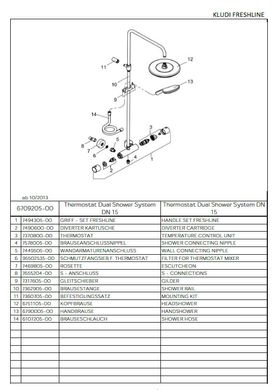 Душевая система KLUDI FRESHLINE DUAL SHOWER SYSYTEM с термостатическим смесителем и верхним душем, хром 6709205-00