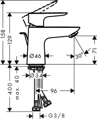 Смеситель для умывальника Hansgrohe Talis E 80 с донным клапаном, хром (71700000)