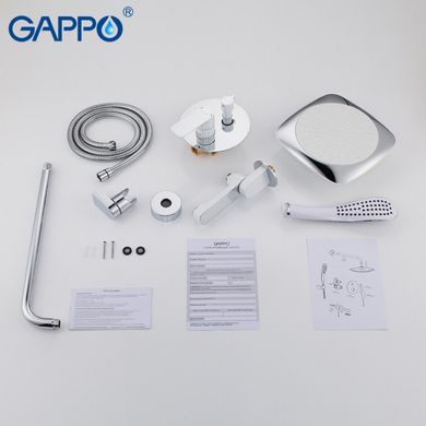 Встраиваемая душевая система GAPPO G48 G7148-8, излив - переключатель на лейку, 3-функции, белый/хром (1034074)