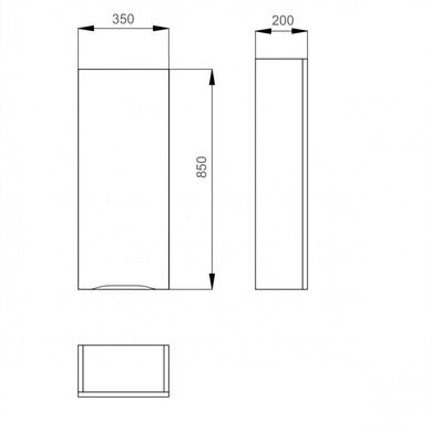 Шкафчик Sanwerk Slim "ALESSA AIR" 1F подвесной, правый, 350x200 мм h850, белый MV0000379