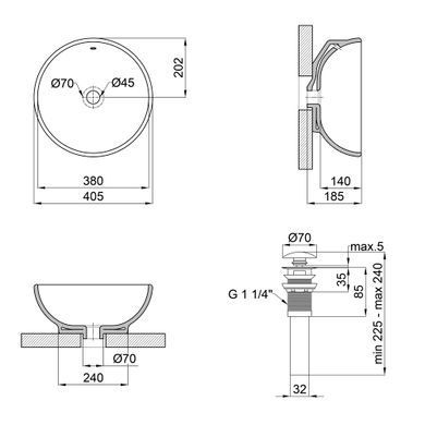 Раковина QTAP ROBIN 40х40 / донний клапан (QT1311A004W)