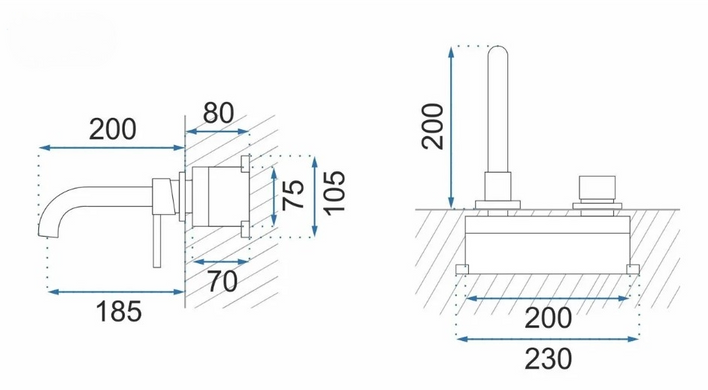Змішувач для раковини REA LUNGO LONG / золото + BOX (REA-B4109)