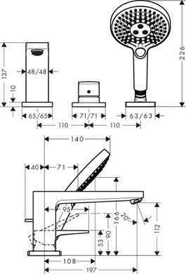 Смеситель для ванны Hansgrohe Metropol (32551000)