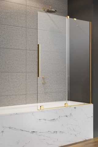 Шторка для ванны RADAWAY FURO GOLD PND II 58.8х150 / профиль золото / стекло прозрачное (95040U02ZG)