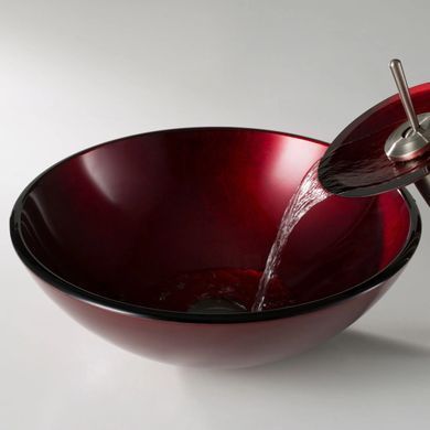 Раковина стеклянная KRAUS MULTI-COLOR IRRUPTION RED 43.2х43.2 (GV-200-19MM)