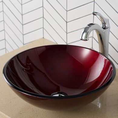 Раковина стеклянная KRAUS MULTI-COLOR IRRUPTION RED 43.2х43.2 (GV-200-19MM)