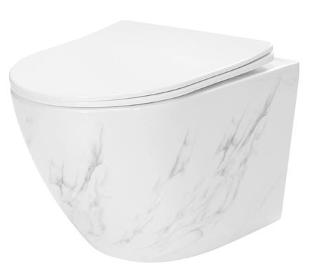Підвісний унітаз REA CARLOS NATURE MARBLE / мармур + сидіння SLIM SOFT CLOSE (REA-C6606)