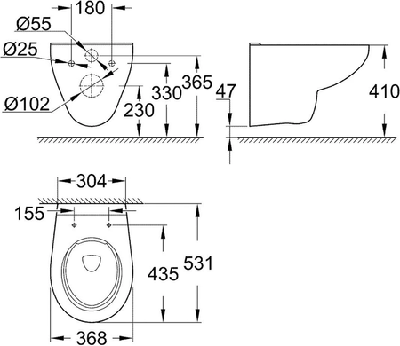 Подвесной унитаз GROHE BAU CERAMIC (39427000)