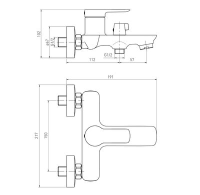 Змішувач для ванни VOLLE LIBRA, хром, 35 мм (15202100)
