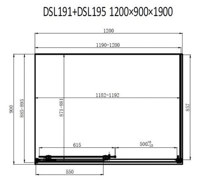 Душова кабіна DUSEL DSL191B+DSL195B 1200x900x1900 / BLACK MATT (Dusel-378), Прозоре скло