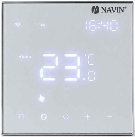 Терморегулятор для электрического теплого пола NAVIN EH602 W-16A WI-FI / белый (24-160074-0441)