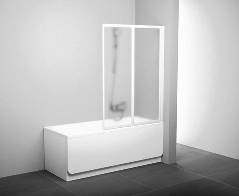 Шторка для ванни RAVAK VS2 105 двохелементна, 1045x1400 мм профіль білий, скло GRAPE 796M0100ZG, 1045