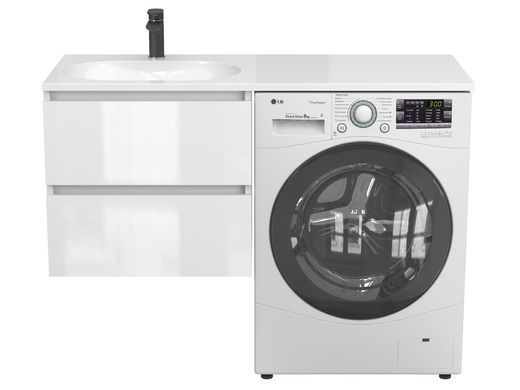 Тумба подвесная MIRAGGIO LUMO + раковина LAKE 1250 L / белая (8815232)