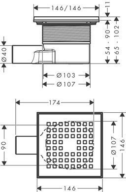 Точковий злив HANSGROHE RAINDRAIN POINT / решітка / монтажний комплект (56248800)