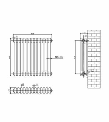 Горизонтальні дизайнерські радіатори опалення ARTIDESIGN Bari II G 13/600 білий матовий