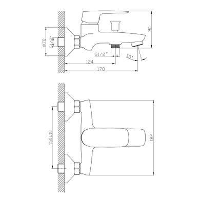 Змішувач для ванни IMPRESE STRELA хром, 35 мм (f03208301AA)