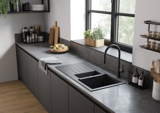 Мийка для кухні HANSGROHE S52 S520-F530 / сушилка зліва / чорний / графіт (43357170)