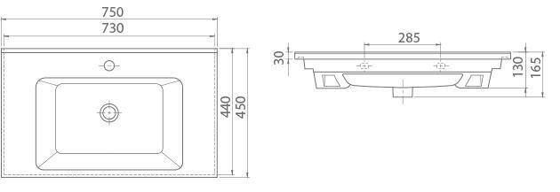 Раковина CERASTYLE ARTE 45х75 (АР000036686)